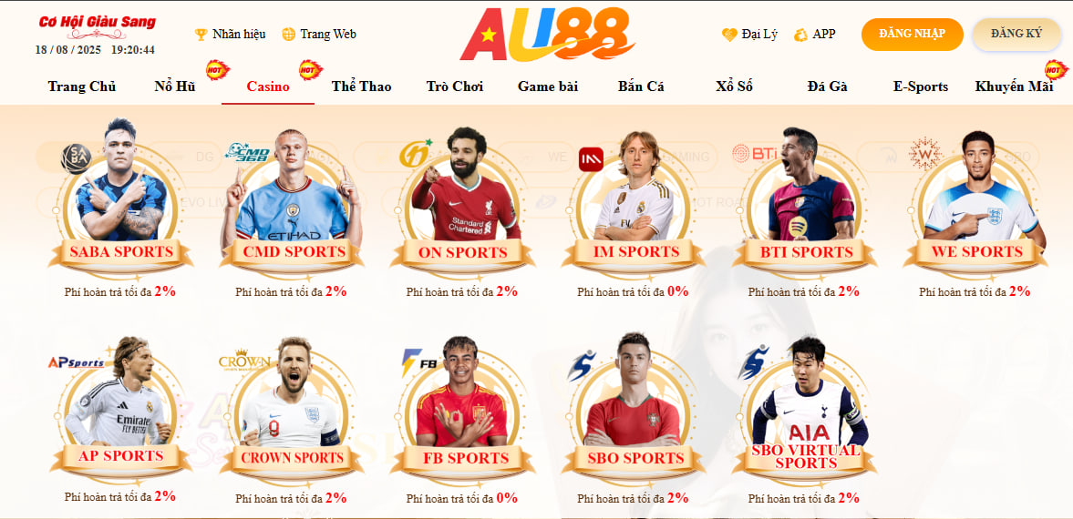 AU88 - Trang Chủ AU88.COM | Nhà Cái Trực Tuyến Hàng Đầu Châu Á 22 Sảnh thể thao AU88 với đa dạng kèo cược hấp dẫn từ kèo góc, kèo thẻ phạt, kèo tỷ số, kèo châu Á, kèo châu Âu,...