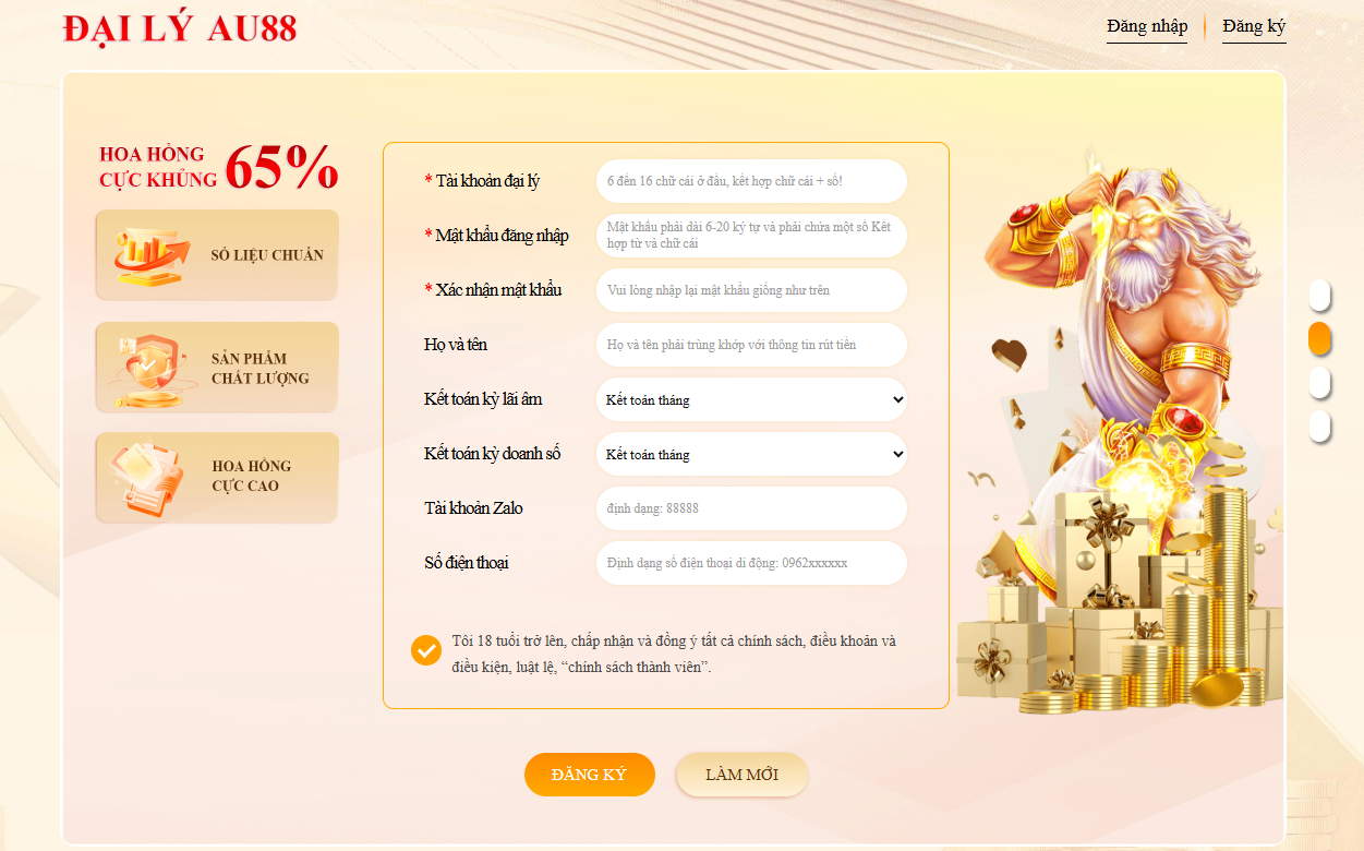 AU88 - Trang Chủ AU88.COM | Nhà Cái Trực Tuyến Hàng Đầu Châu Á 31 Quy trình trở thành đại lý Au88 diễn ra vô cùng đơn giản.